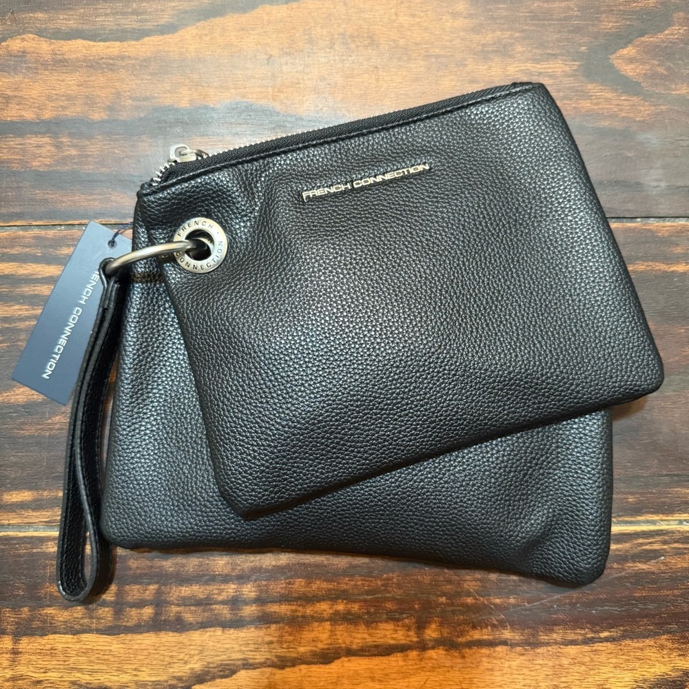 French Connection Black Pebble Wristlet
